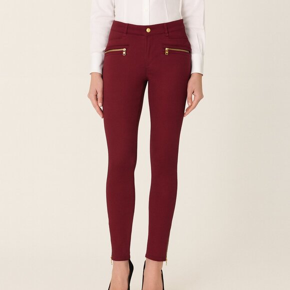 Loft Marisa Skinny Pants Zipper Ankle Burgundy Size 8P NWT - Picture 1 of 10